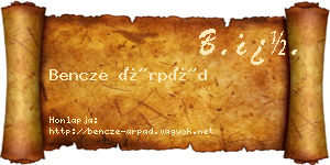 Bencze Árpád névjegykártya