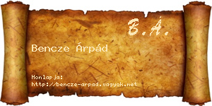 Bencze Árpád névjegykártya